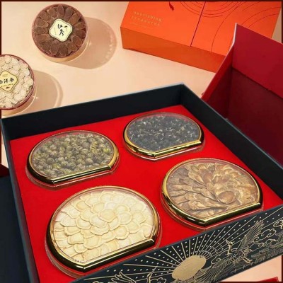西洋参红色四拼礼盒高丽参片石斛黑枸杞套装年货高档滋补品批发图2