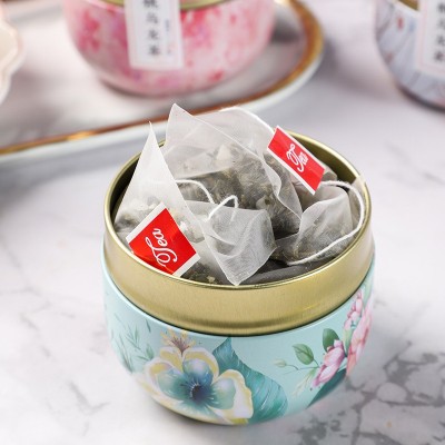 节日礼盒伴手礼花茶 罐装三角茶包白桃乌龙茶蜜桃绿茶配手提袋图3