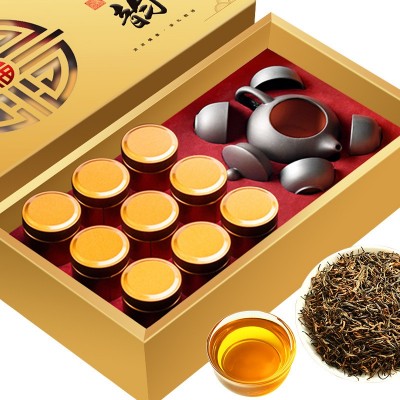 批发金骏眉红茶叶年货新茶2023红茶礼盒装套装带茶具可混批150g图4