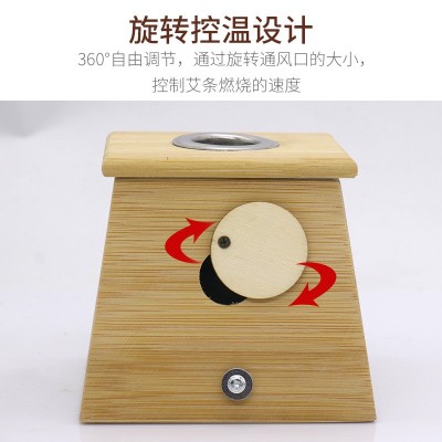 1-6孔艾灸盒木质灸盒 木质家用随身艾灸仪器 无漆多部位调温灸盒图4
