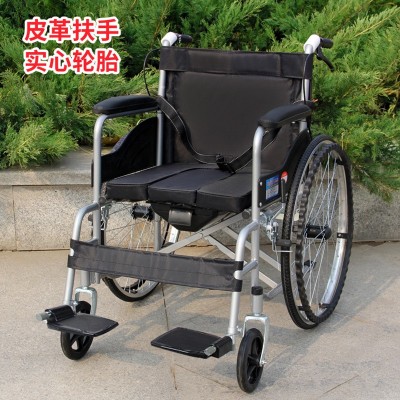 轮椅折叠轻便老人手推带坐便器老年人加厚残疾人轮椅车厂家批发图3