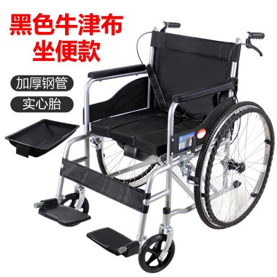 轮椅折叠轻便老人手推带坐便器老年人加厚残疾人轮椅车厂家批发图5