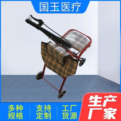 老年购物手推车 可坐可推买菜小拉车 座椅助行折叠四轮代步车2辆图4