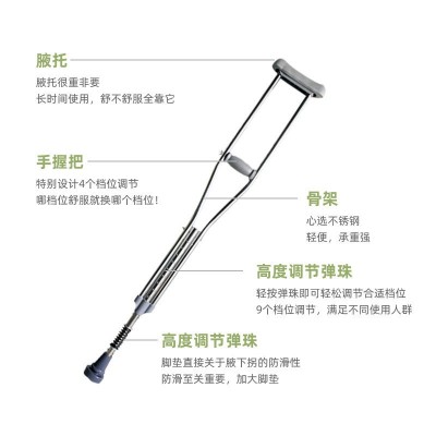 不锈钢减震拐杖 不锈钢拐杖 腋下拐 家用老人减震拐扙残疾人拐棍20根图3