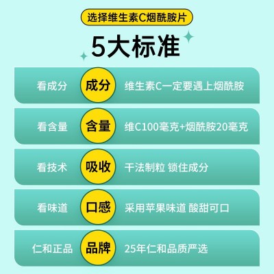 仁和维生素C烟酰胺片烟酸成人运动营养食品VC咀嚼片VC可 搭配维E图2