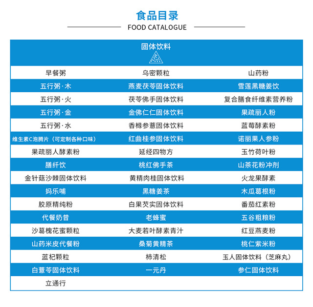 固体饮料目录