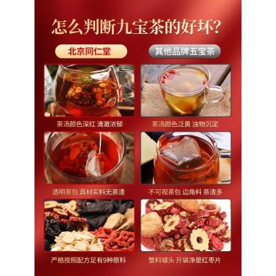 北京同仁堂参杞杜仲雄花九宝茶人参枸杞玛咖黄精男人肾茶养生茶包图3