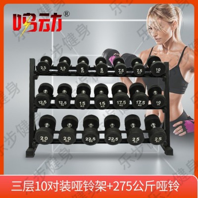 家用3层十副带托哑铃架哑铃放置架三层健身房立式固定存储哑铃架图3