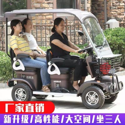 观光电动四轮车带棚休闲代步接送孩子老人遛弯电动电瓶四轮休闲车图3