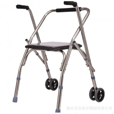 不锈钢老年人四脚折叠拐杖凳残疾人带轮带座椅子手推学步车助行器图4