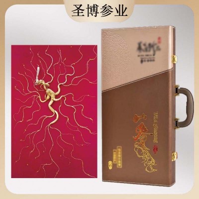 厂家批发长白山野山参带证书60公分皮盒装高龄林下参年货礼品代发图4
