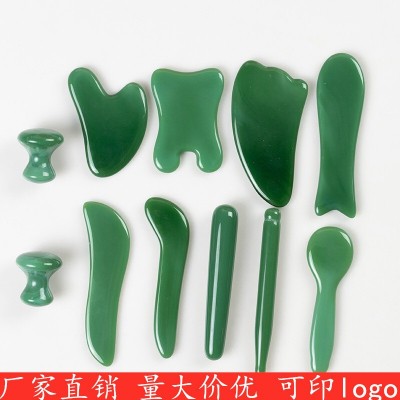 玉石拨筋棒脸部刮痧眼部面部全身拨筋棒美容玉石 深绿水晶板图5