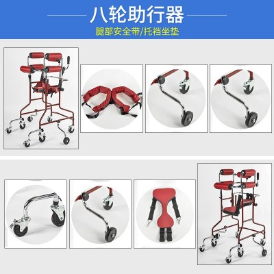 铝合金助行器 残疾人康复器材 成人学步车 老年人带轮带坐站立架图2