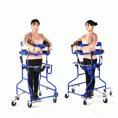 老年人助行器 残疾人康复带轮带座助行助步器 可调节可折叠站立架