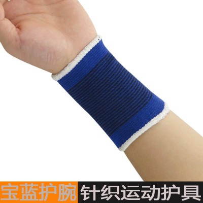 旭康宝蓝针织护腕运动护具负重护手腕吸汗厂家批发图4