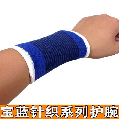 旭康宝蓝针织护腕运动护具负重护手腕吸汗厂家批发图5