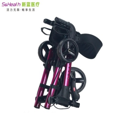 购物车铝合金折叠便携老人助行车代步车手推车康复行走助行器图3