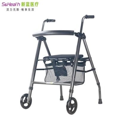 工厂直销 老人助步器可折叠步行器购物车四轮手推助行器买菜车图3