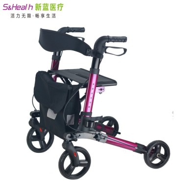 购物车铝合金折叠便携老人助行车代步车手推车康复行走助行器图2