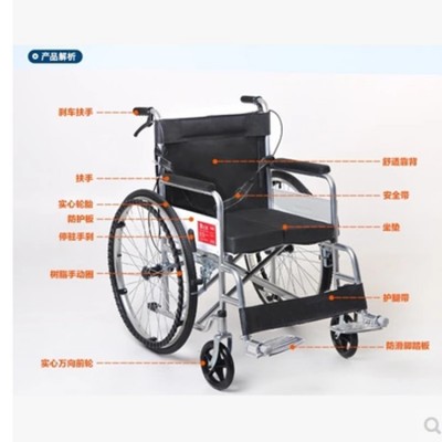 大华社轮椅折叠多功能带坐便 老人轮椅 轻便便携轮椅加厚钢管图5