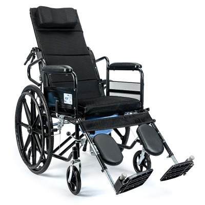 厂家批发轮椅折叠液压杆多功能带坐便全躺大轮毂轮椅车扶手可欣起