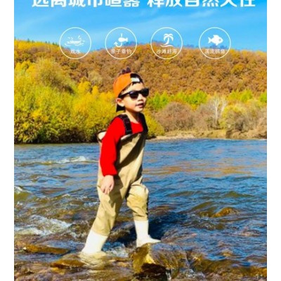 赶海装备儿童玩水服涉水防水裤幼儿园沙滩摸鱼背带连体雨鞋下水裤图4