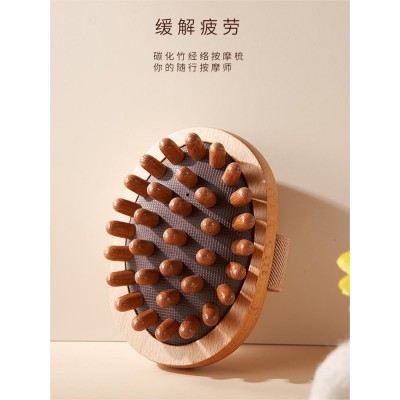 经络刷肚子木质气囊头皮按摩刷子五行身体经络疏通揉腹部刷腿神器图5