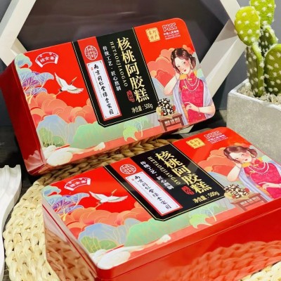 南京同仁堂阿胶固元糕铁盒装女性气血手工核桃阿胶膏块即食 正品批图2