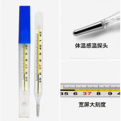外贸跨境中号水银玻璃体温计人体温度计成人儿童测温针腋下探热针图2