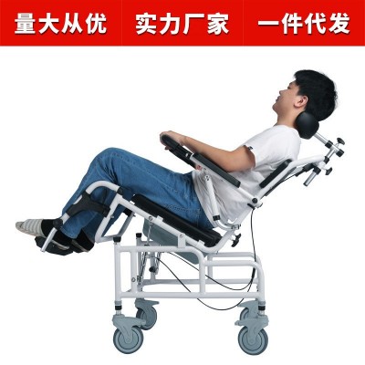 老人多功能护理椅坐便椅带轮轻便轮椅可洗澡可洗头铝合金坐便椅图4