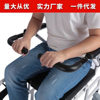 老人多功能护理椅坐便椅带轮轻便轮椅可洗澡可洗头铝合金坐便椅图3