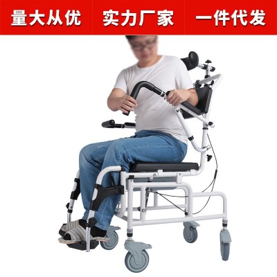 老人多功能护理椅坐便椅带轮轻便轮椅可洗澡可洗头铝合金坐便椅图2