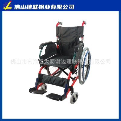 铝合金老人轮椅双横杆半折叠靠背固定腿托老年人残疾人轮椅车图4