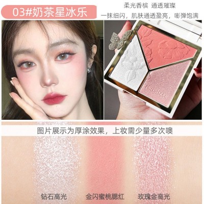 MINSHZEE茗希芝高光修容盘闪粉哑光鼻影阴影腮红高光修容一体盘图2