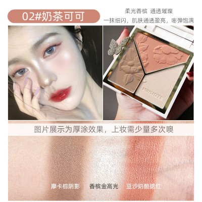 MINSHZEE茗希芝高光修容盘闪粉哑光鼻影阴影腮红高光修容一体盘图3