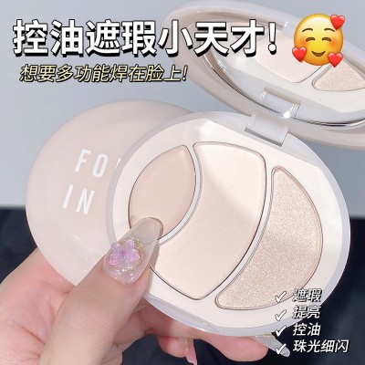 ZVEVFOR IN LOVE三色多功能高光盘腮红眼影三合一哑光高光修容盘图4