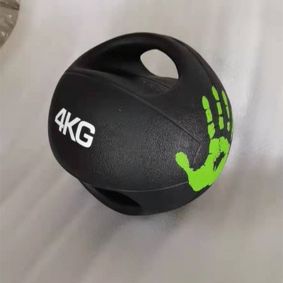 重力实心橡胶球平衡硬药球 康复训练平衡训练非弹力实心双耳药球图3