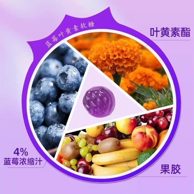 蓝莓叶黄素软糖批发儿童青少年视力60g水果味软糖酸甜可口维c抖音图4