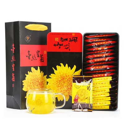 金丝皇菊 一朵一杯 菊花茶 黄山厂家直销 铁盒独立袋装贡 菊花草茶图3