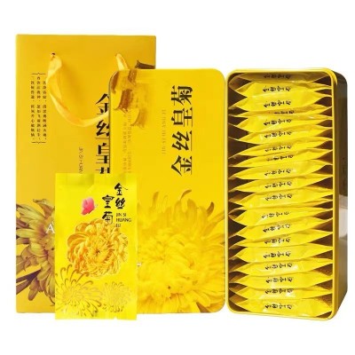 金丝皇菊 一朵一杯 菊花茶 黄山厂家直销 铁盒独立袋装贡 菊花草茶图5