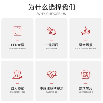 中英文手臂式电子血压计家用智能语音播报血压测量仪血压仪 跨境图3