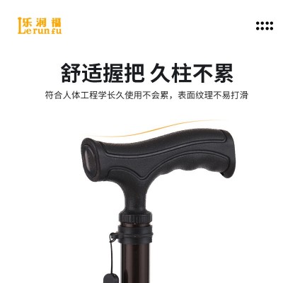 不锈钢拐杖四脚拐杖可调节轻便助力防滑残疾人拐杖老年人手杖图2