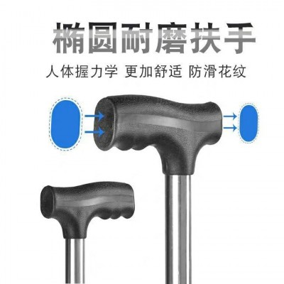 铝合金老人四脚拐杖残疾人辅助器具四角手杖拐棍适老化伸缩拐杖图2