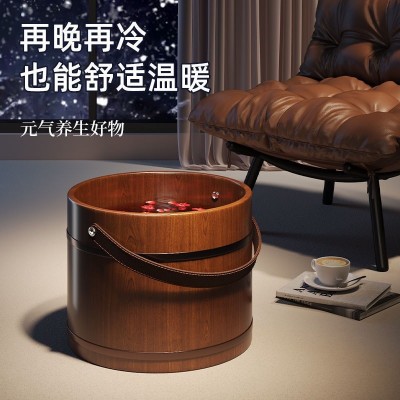 手提泡脚木桶过小腿木质洗脚桶家用按摩足浴桶木质洗脚盆足浴盆图2