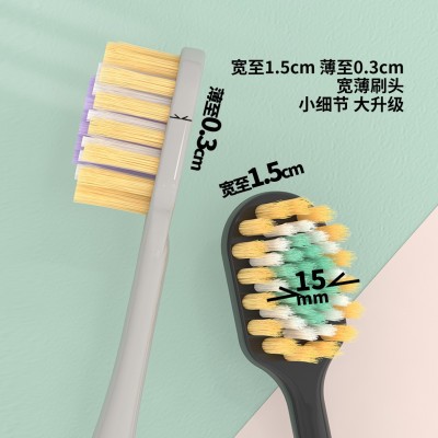 成人宽头牙刷3只装 盒装高级家用简约清洁三支装大头软毛牙刷批发图4