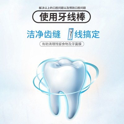 双线牙线棒签剔牙外贸一次性便携时尚英文家庭袋装 100支跨境批发图2