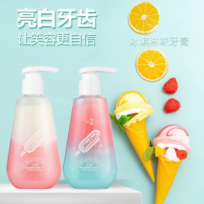 正品批发泵式按压牙膏海盐清新口气亮白牙齿双色牙膏按压式可代发图2