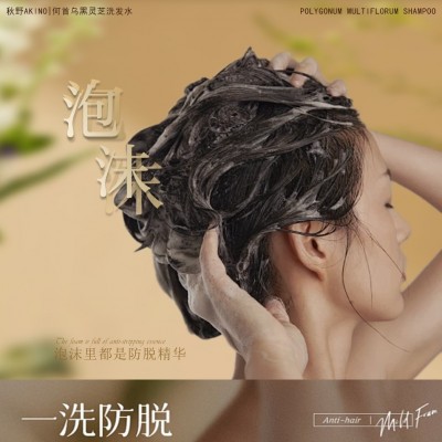 秋野AKINO黑灵芝何首乌洗发水白发黑发去屑止痒控油防脱生姜蓬松图2