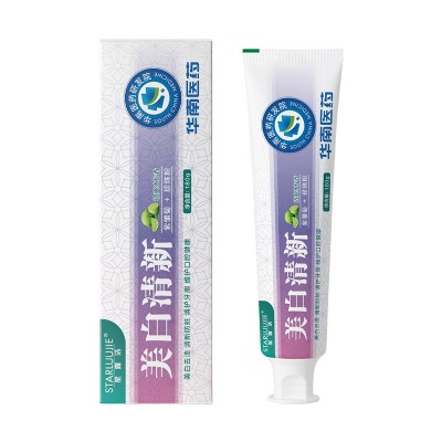 华南医药美白清新牙膏中药植萃净白牙膏清爽冰柠香草本净齿牙膏图5