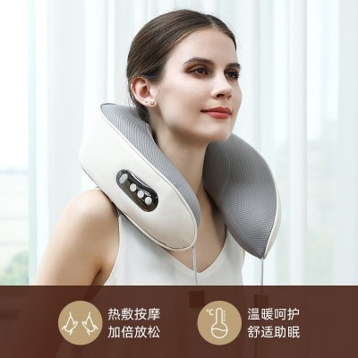 跨境U型肩颈按摩仪便携式按摩枕充电式颈部揉捏按摩器热敷按摩仪图3
